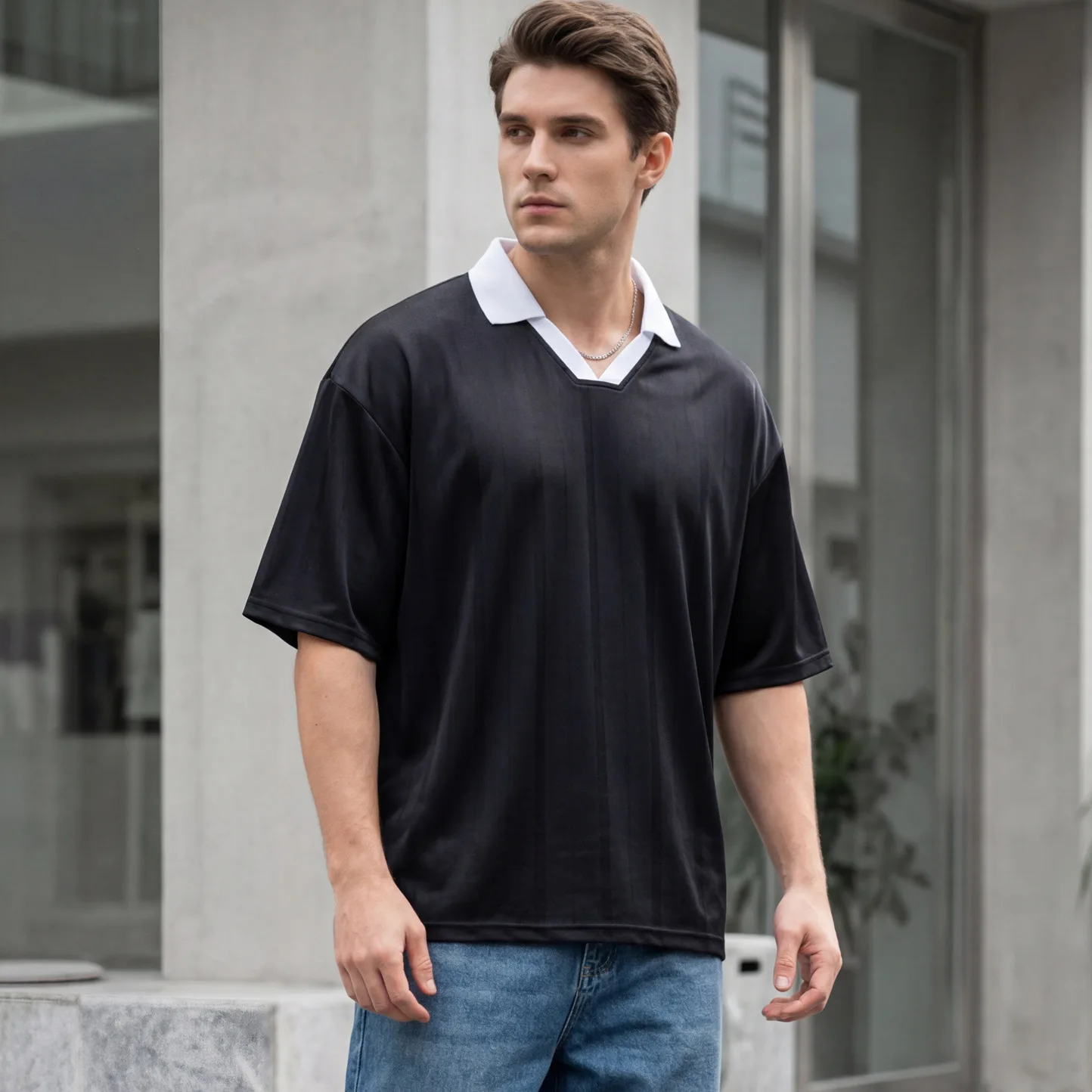 Men's Clothing | Founder Short Contrasting Colour Collar Jersey Short Sleeve Men's T-Shirt 2026 Summer New Trendy  Sports S