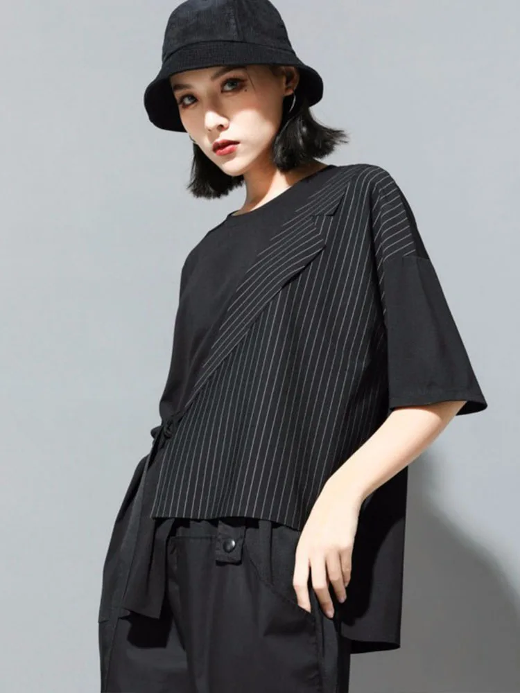 Max LuLu 2022 Luxury Korean Style Clothes Ladies Patchwork Tops Womens Summer Strpied Oversized T-shirt Vintage Funny Tee Shirts