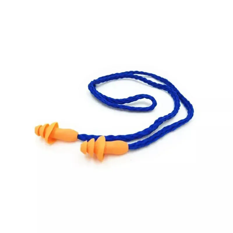 Earplug silikon lembut pelindung telinga berkabel perlindungan pendengaran telinga antikebisingan Earplug aman bekerja nyaman Earplug Earmuff 10 buah