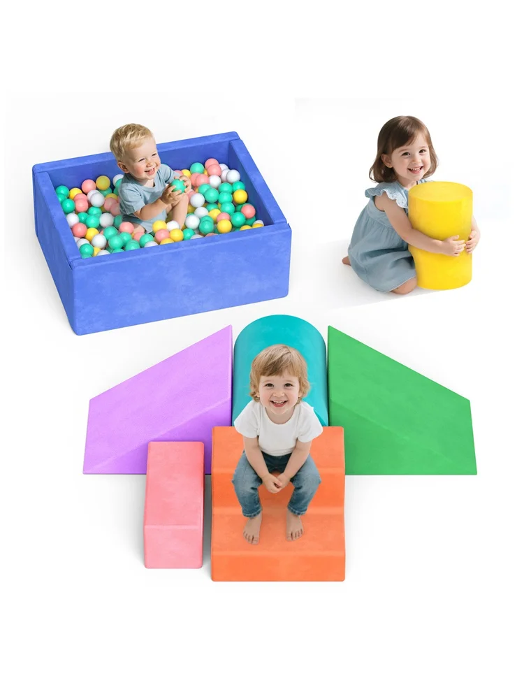 Ensemble de blocs de mousse pour tout-petits, 7 pièces, piscine à balles sèches, empilable, léger, bloc de construction, aire de jeux, Kit de jeu de gymnastique (balles non incluses)