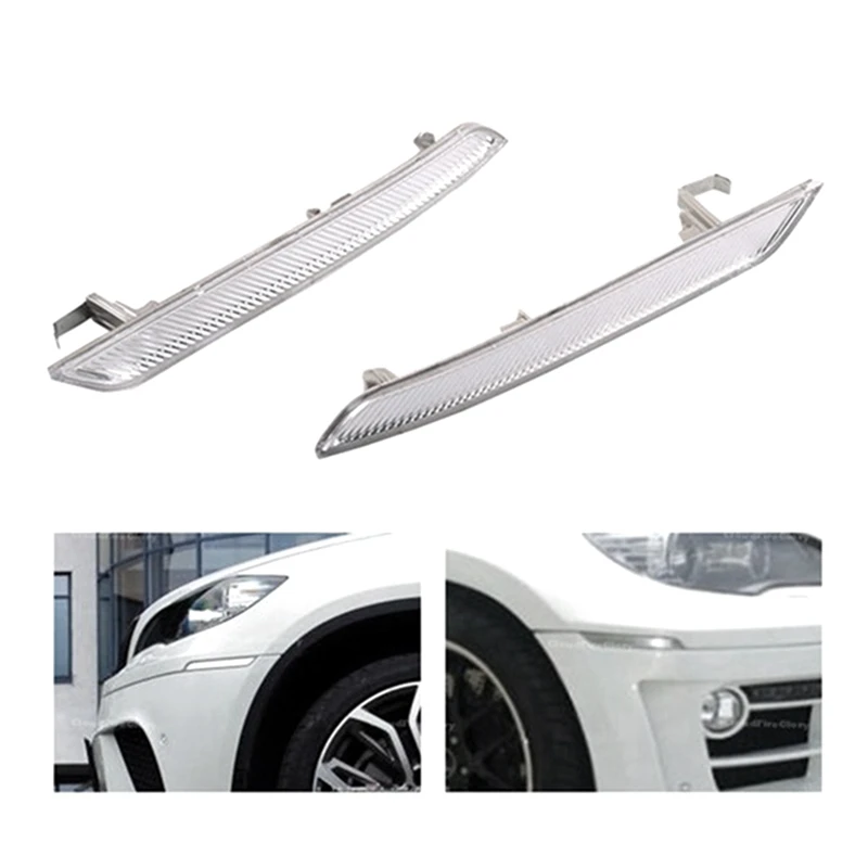 Left Right 1 Pair Clear White Side Marker Reflector Replacement 63147187087 63147187088 For BMW X5 X6 E70 E71 2008- 2014