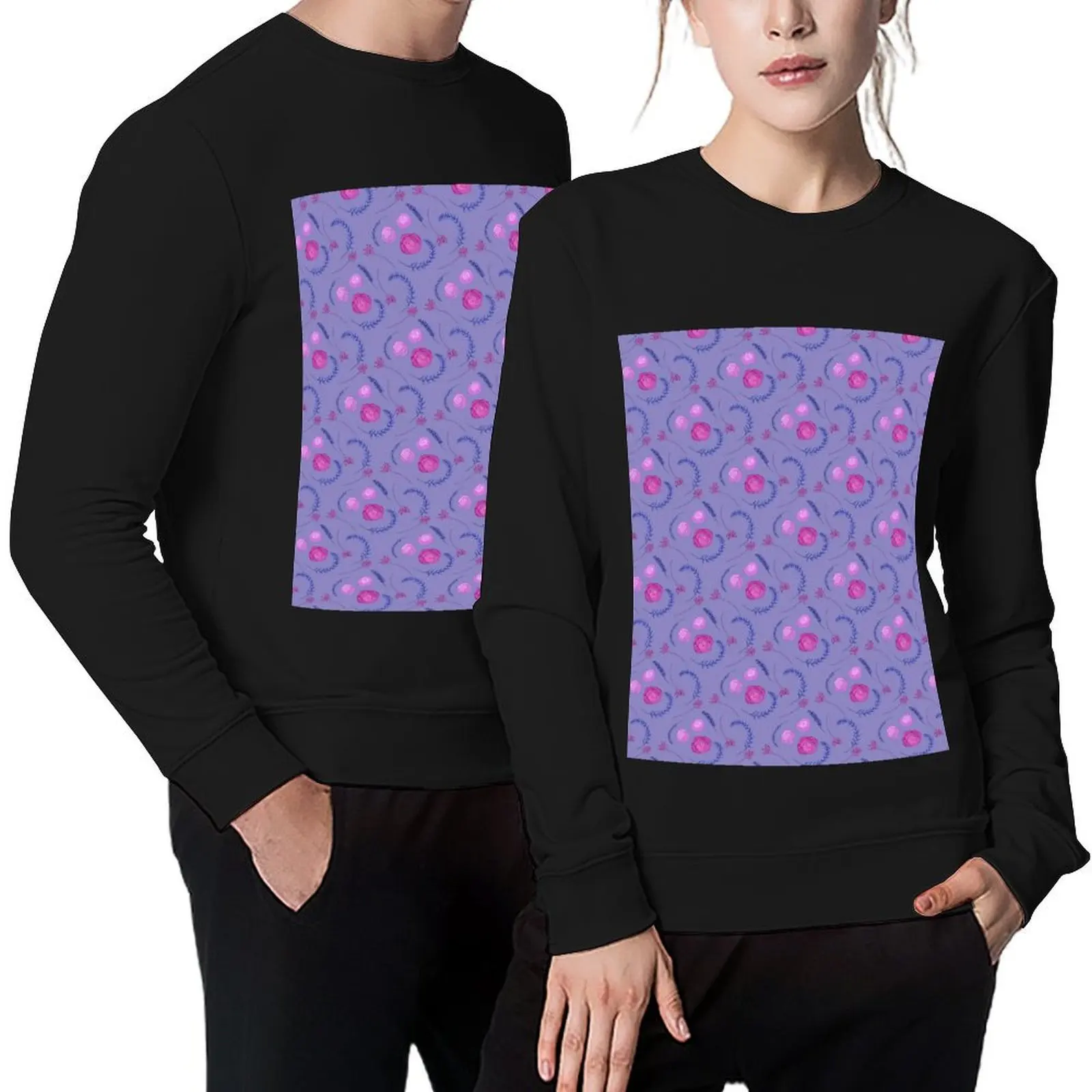 

Seamless floral, floral pattern, roses, lavender. Pullover mens clothes anime clothing men's sweat-shirt hooded sweatshirts