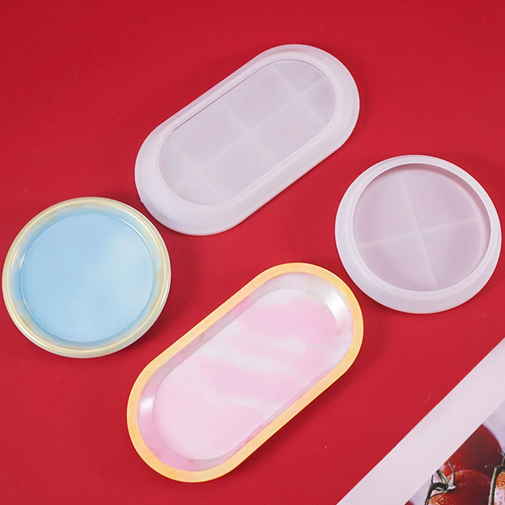 2Pcs DIY Plate Mold Epoxy Resin Storage Tray Creative Simple Application Method Unique DIY Tray Mold Craft Accessories