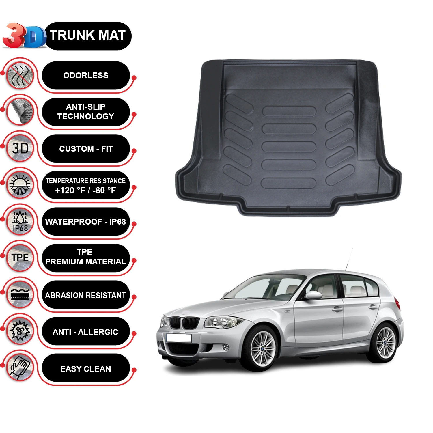 BMW 1 E87 2004-2010 Cargo Liner Rear Trunk Floor Mat