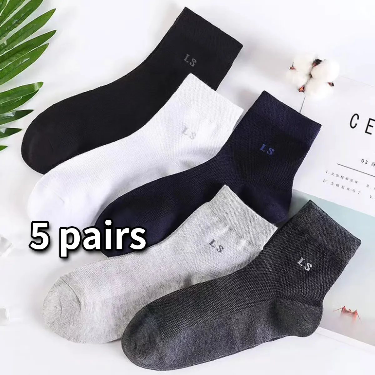 

5 пар мужских деловых носков, высококачественные дезодорирующие, впитывающие пот, дышащие, удобные черные носки из чистого хлопка