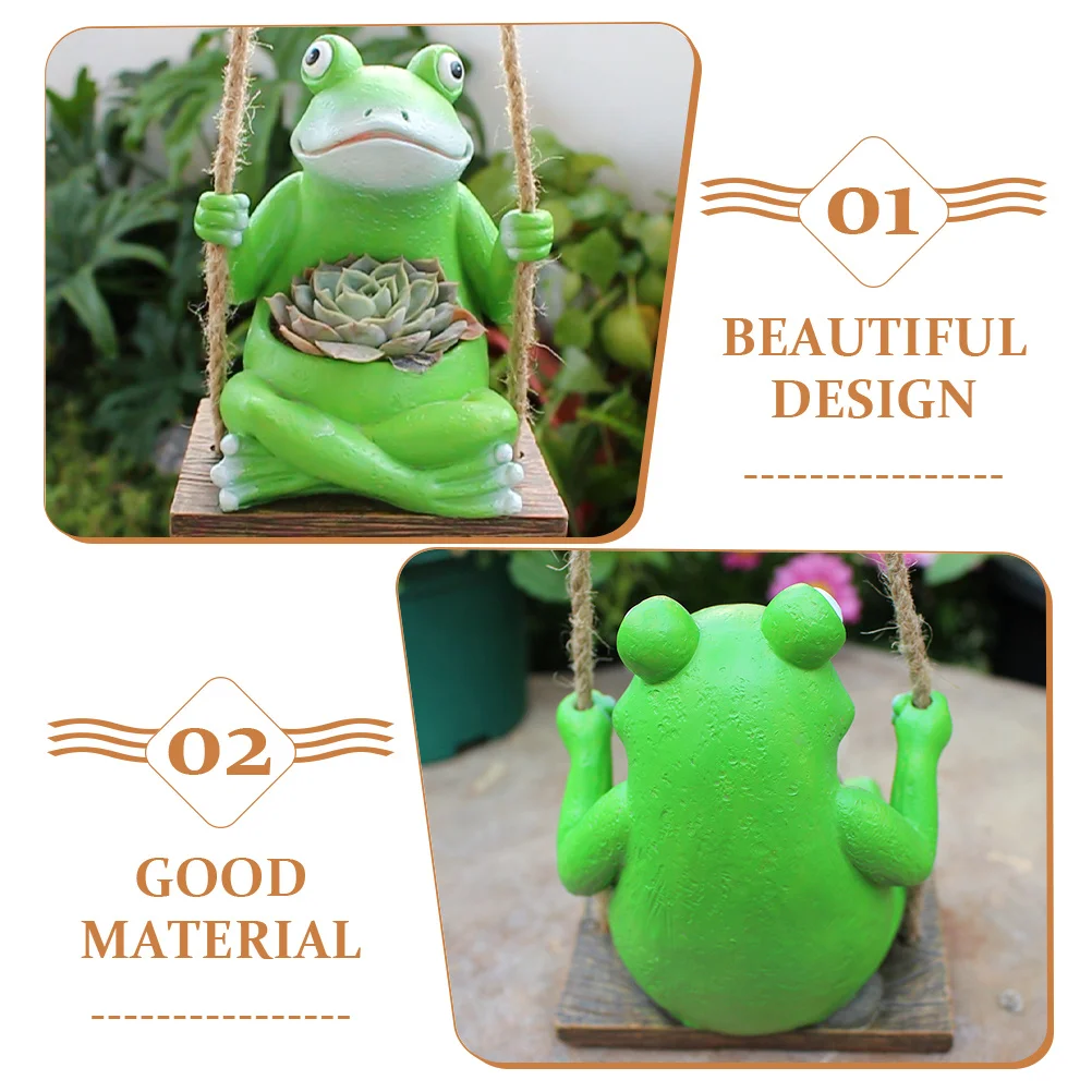 

Frog Swing Flowerpot Funny Outdoor Frogs Planter Decor Decorative Creative Modeling