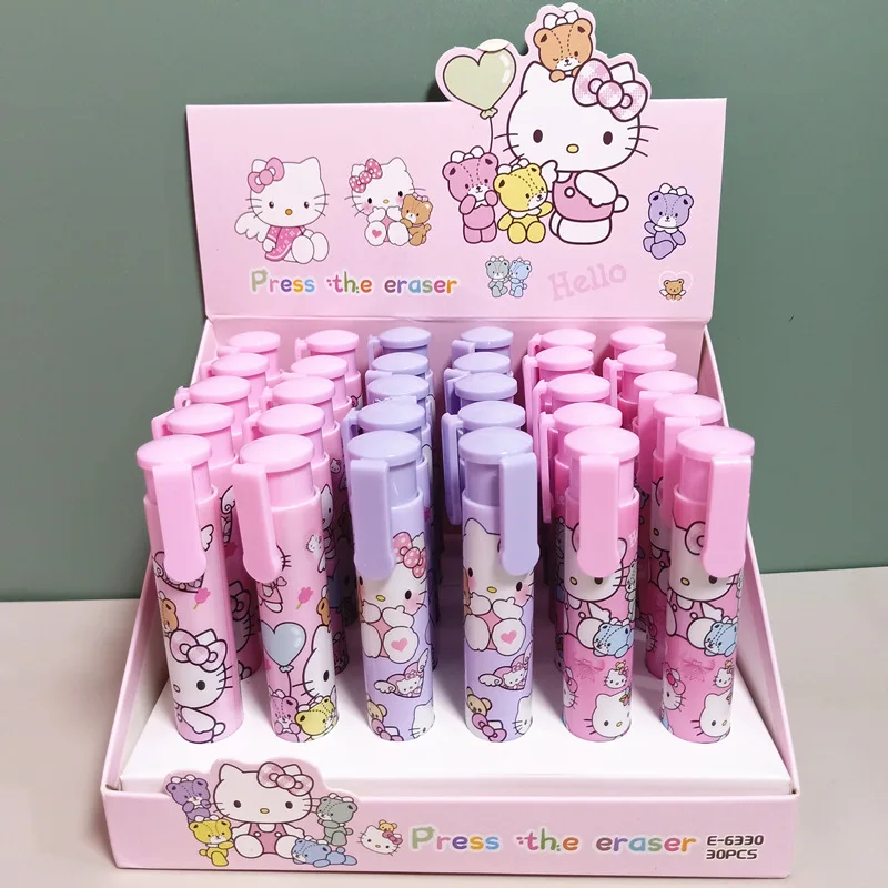 Sanrio Strawberry Bear Press Eraser Cute Cat Hello Kitty Pen Press Scraper Eraser Student Eraser Stationery Supplies Wholesale