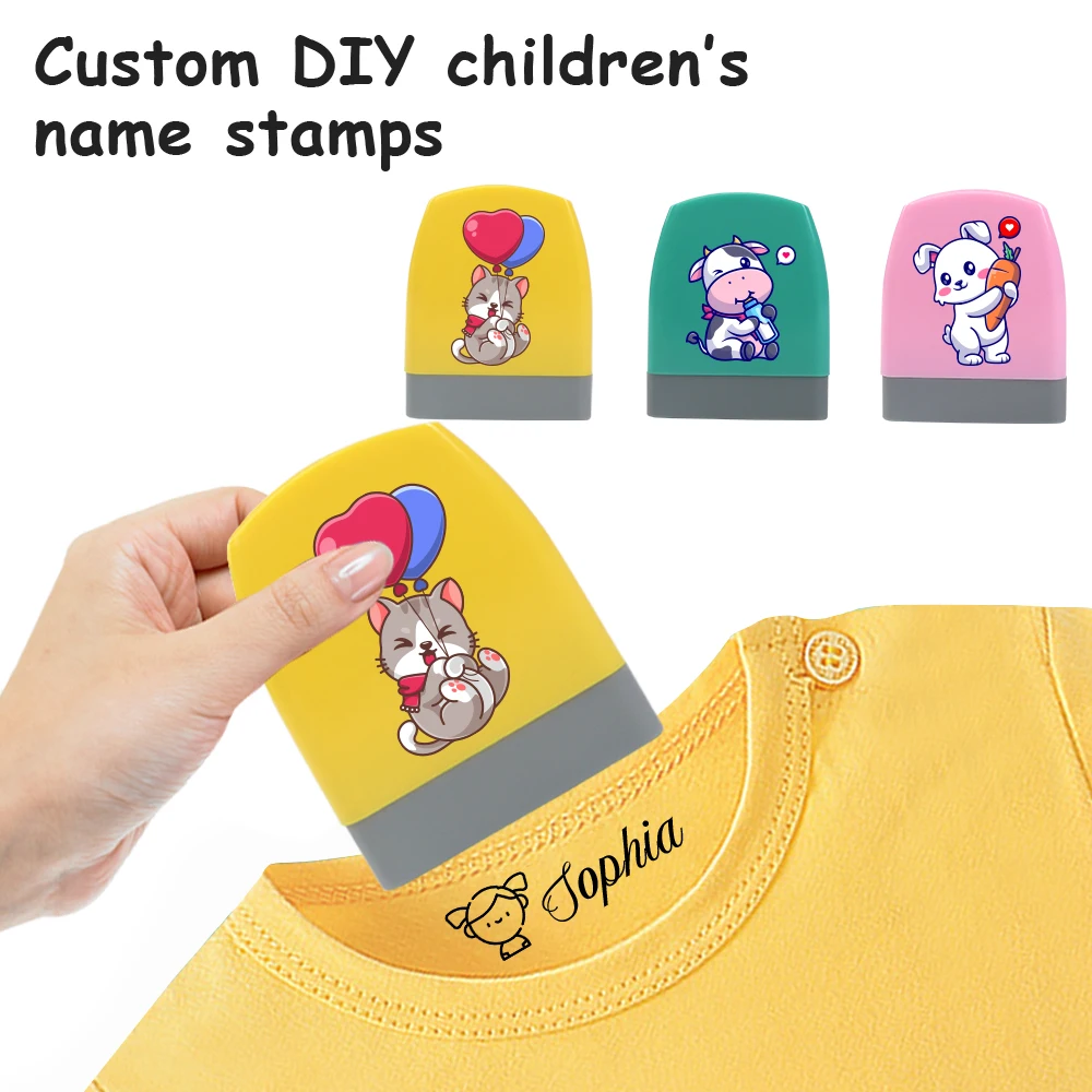 Custom Name Stamp for Clothing personalized Non-Fading School Uniform Stamps Waterproof Name Sticker Kawaii Montessori Stamp