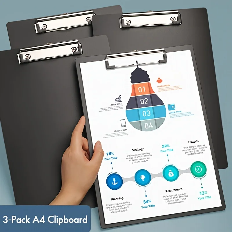 

Набор из 3 планшетов формата А4 с металлическими зажимами, подходят для заметок, форм, документов и чертежей, держатель для документов, для офисных работников.