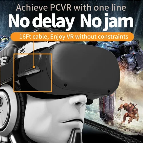 Imagen 2 del producto Cable de gafas de realidad Virtual VR USB A a tipo C 5M para Meta Oculus Quest 2 Quest2 Link accesorios de juego auriculares casco Gaming