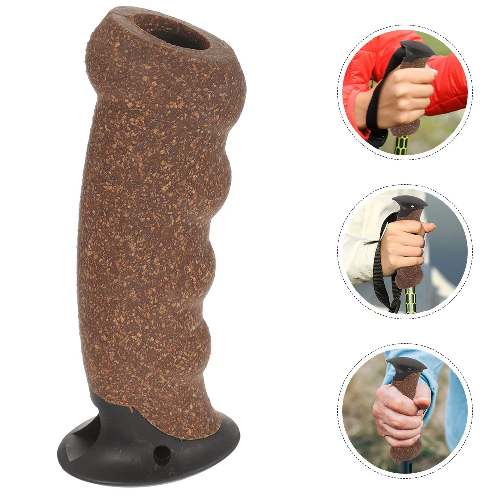 

2 Pcs Trekking Pole Handle Walking Grips Folding Blind Cane Stick Adapter Outdoor Hiking Tool Wooden