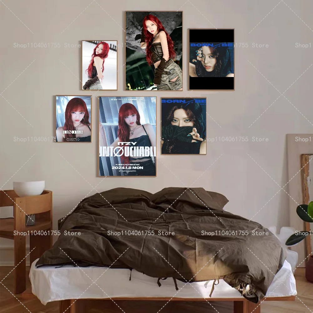1PC Kpop IDOL YUNA Poster Self-adhesive Art Waterproof Paper Sticker Coffee House Bar Room Wall Decor