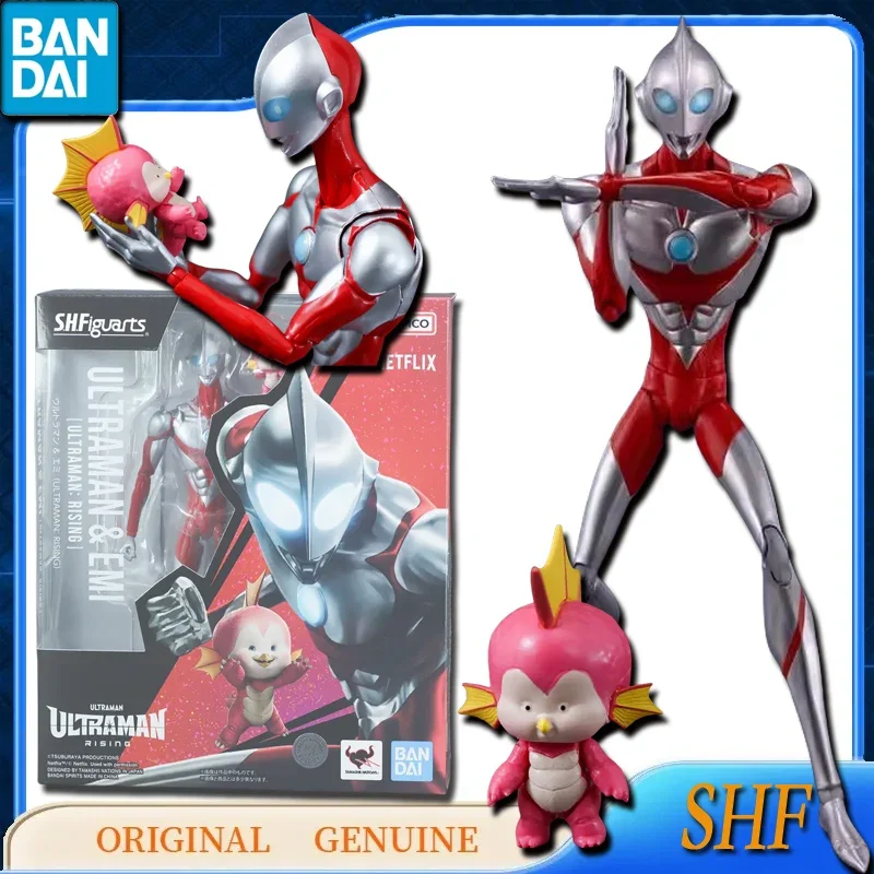 Bandai Original Genuine SHFiguarts NETFLIX ULTRAMAN＆EMI RISING Action Figure Toys For Kids Gift Assembly Model Ornaments