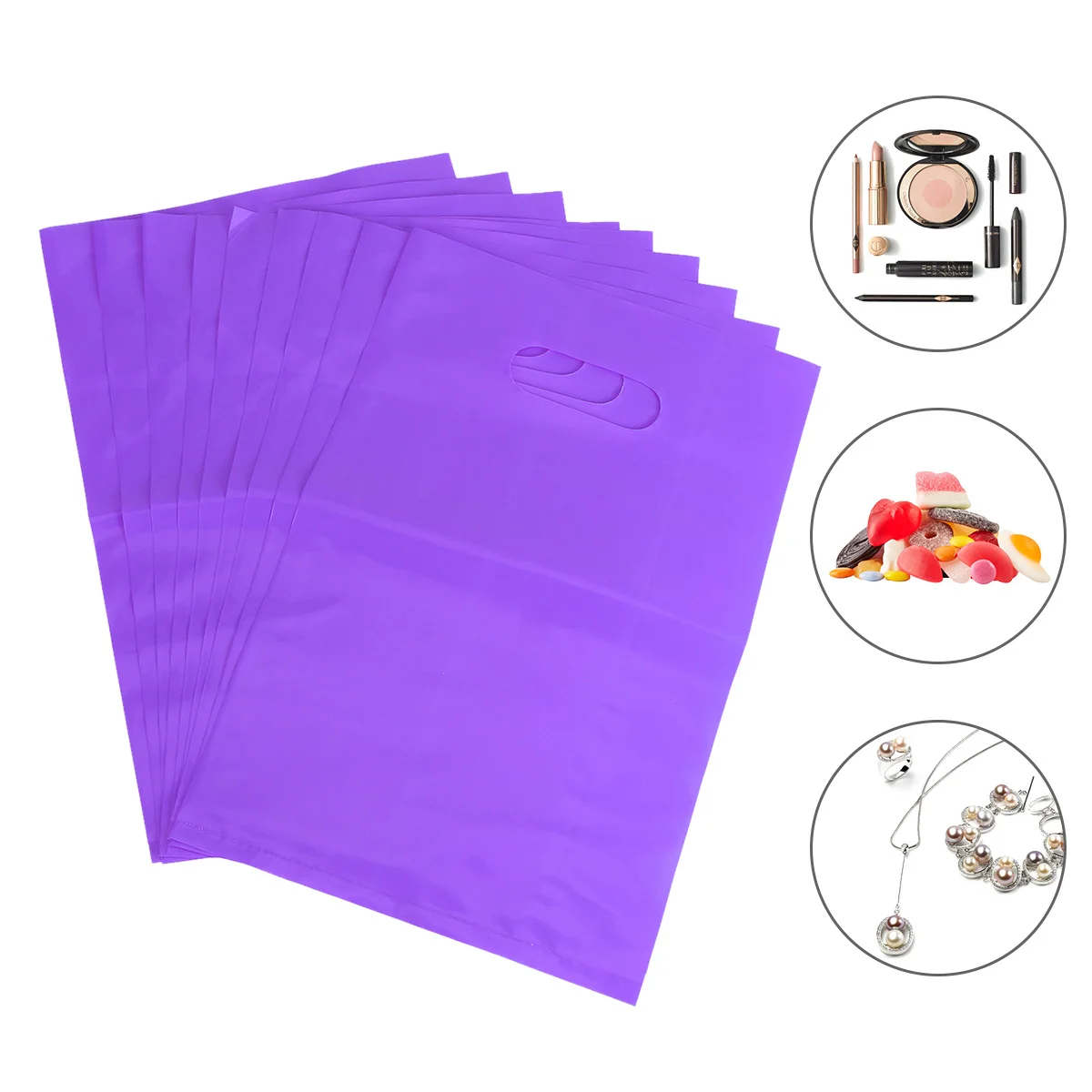 

100Pcs Plastic Handheld Bags Strong Flat Storage Bags for Gifts Food Party Supplies Home Organization Colorful Creative Portable