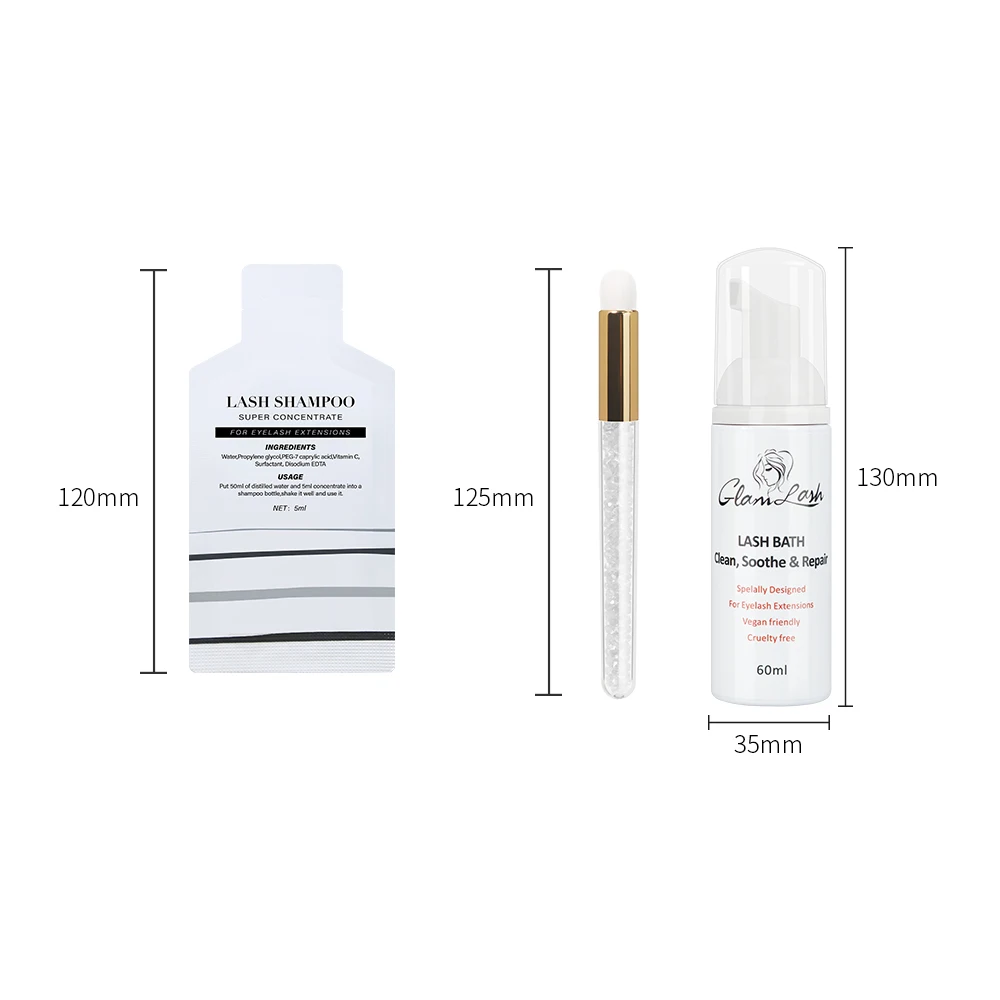 GLAMLASH  5Pcs 5ml Eyelash Foam Cleanser For Lash Extension Shampoo Concentrated With Empty Bottle