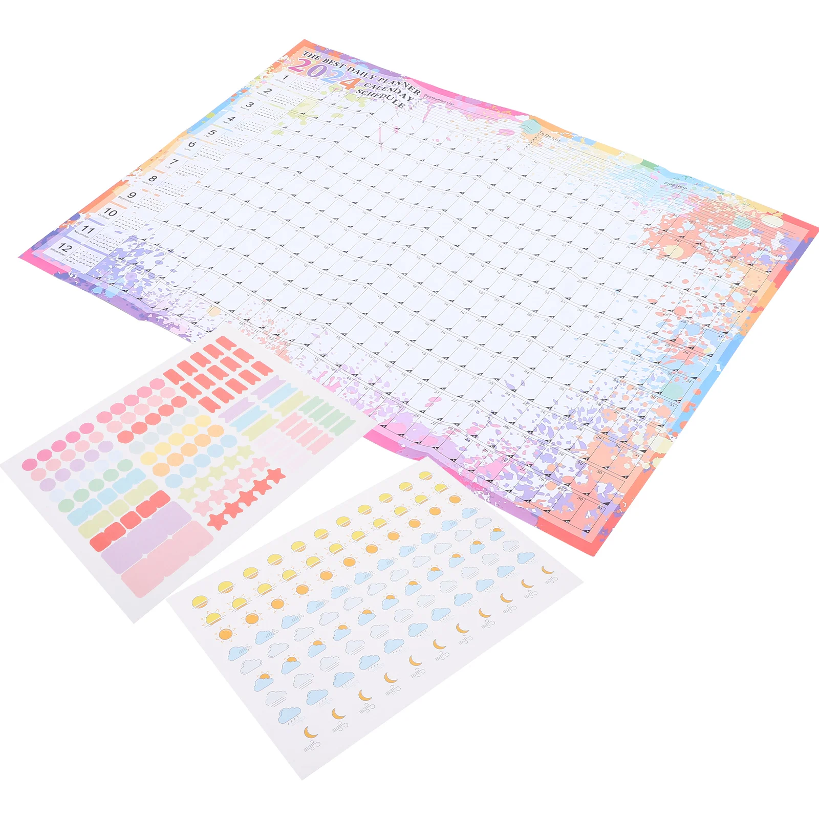 

2024 Wall Calendar Room Monthly Hanging Office Daily Use Home Accessory Sturdy Decorative Vintage American Style Planner Noting