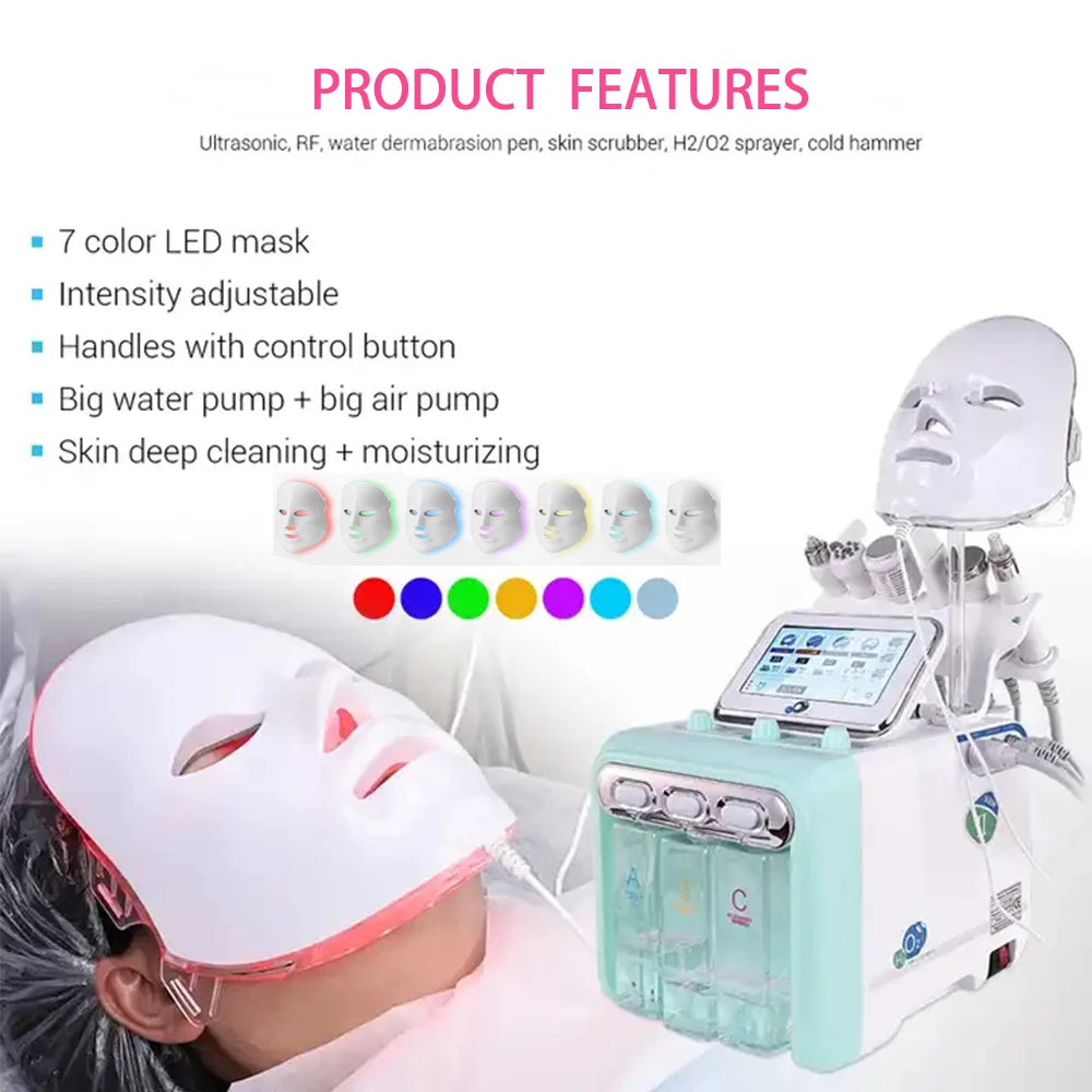 Upgrade 7 in 1 Hydro Dermabrasion Small Bubble Facial Machine H2O2 Hydrogen Oxygen Deep Cleaning Face Lifting Spa Skin Care