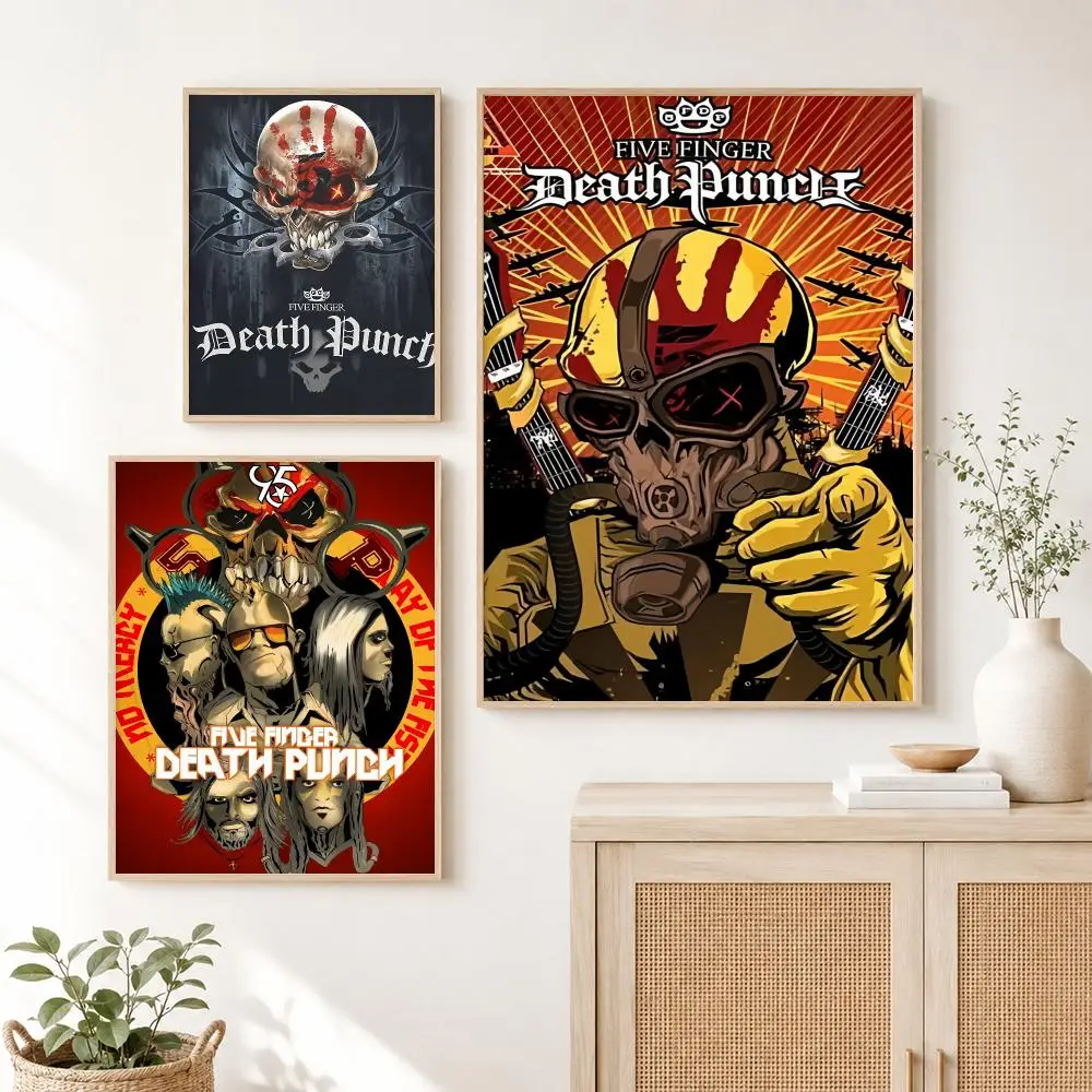 Classic Hot F-Five Finger Death Punch Poster Self Adhesive Wall Art Decor for Bedroom Living Room Office Home Decor Gift
