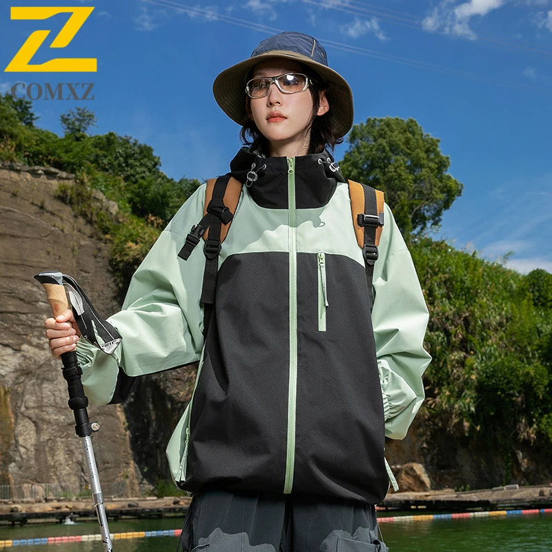 

Зарядная куртка для мужчин и женщин, новинка 2025 года, CONTRAST COLOR, ветрозащитная, водонепроницаемая, дышащая, теплая куртка с капюшоном, куртка для приключений на открытом воздухе