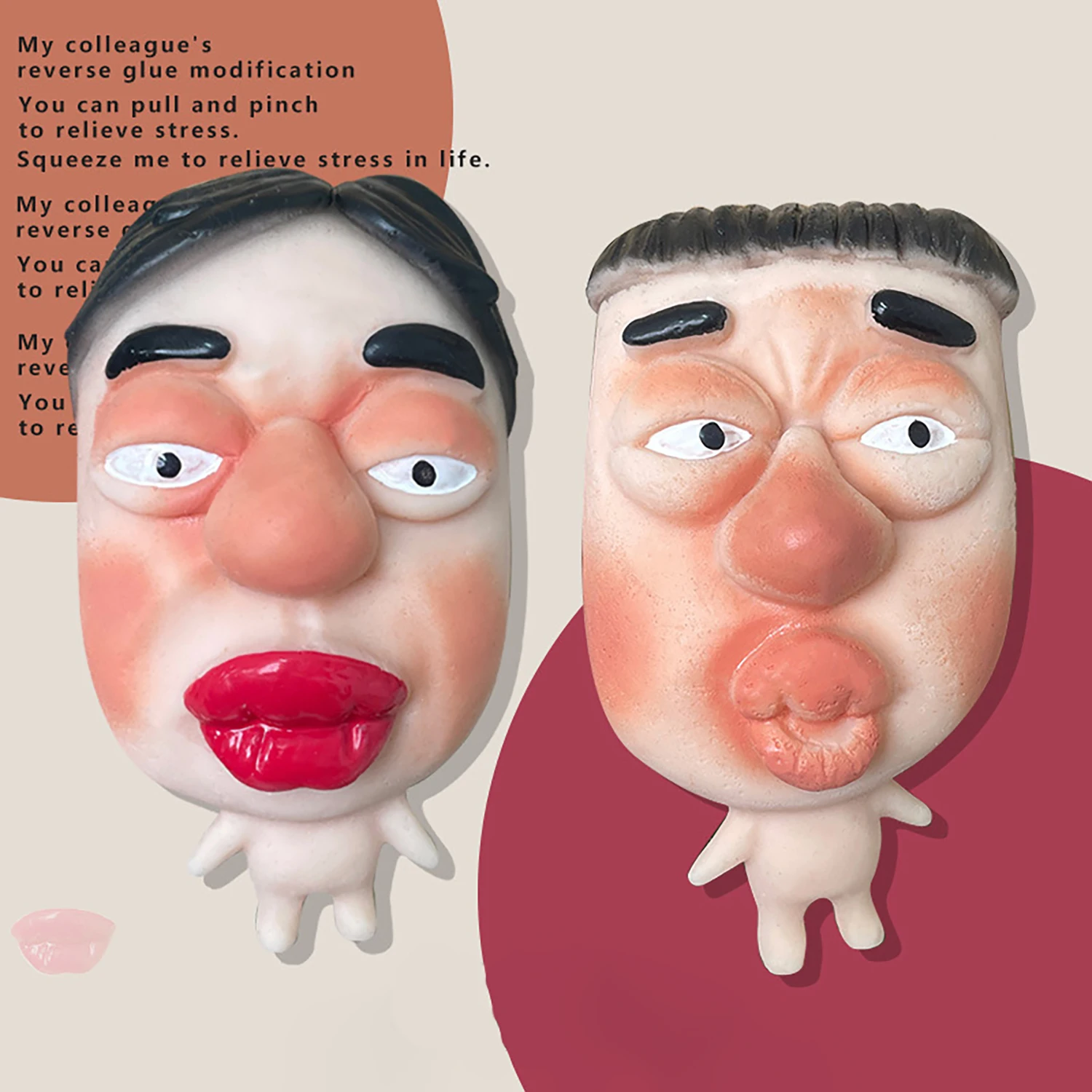Lustiges Gesichtskneifen, schneller Rückprall, Druckquetschspielzeug, TPR-Material mit langsamem Druckartefakt, hässlicher und süßer Ausdruck