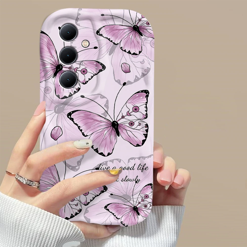 Cute blue retro butterfly 3D Wave Phone Case For Samsung Galaxy S24 S23 S21 S20 FE Plus Ultra 4G 5G Soft Silicone Back Cover image 3