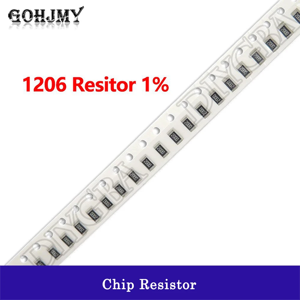 100 1206 SMD resistor 0R ~ 10M 1/4W 1K 1% K 10K 2,2 K 0R 1R 10R 100R 150R 220R 330R 1M 10M 0 1 10 100 100 150 220 330 ohm