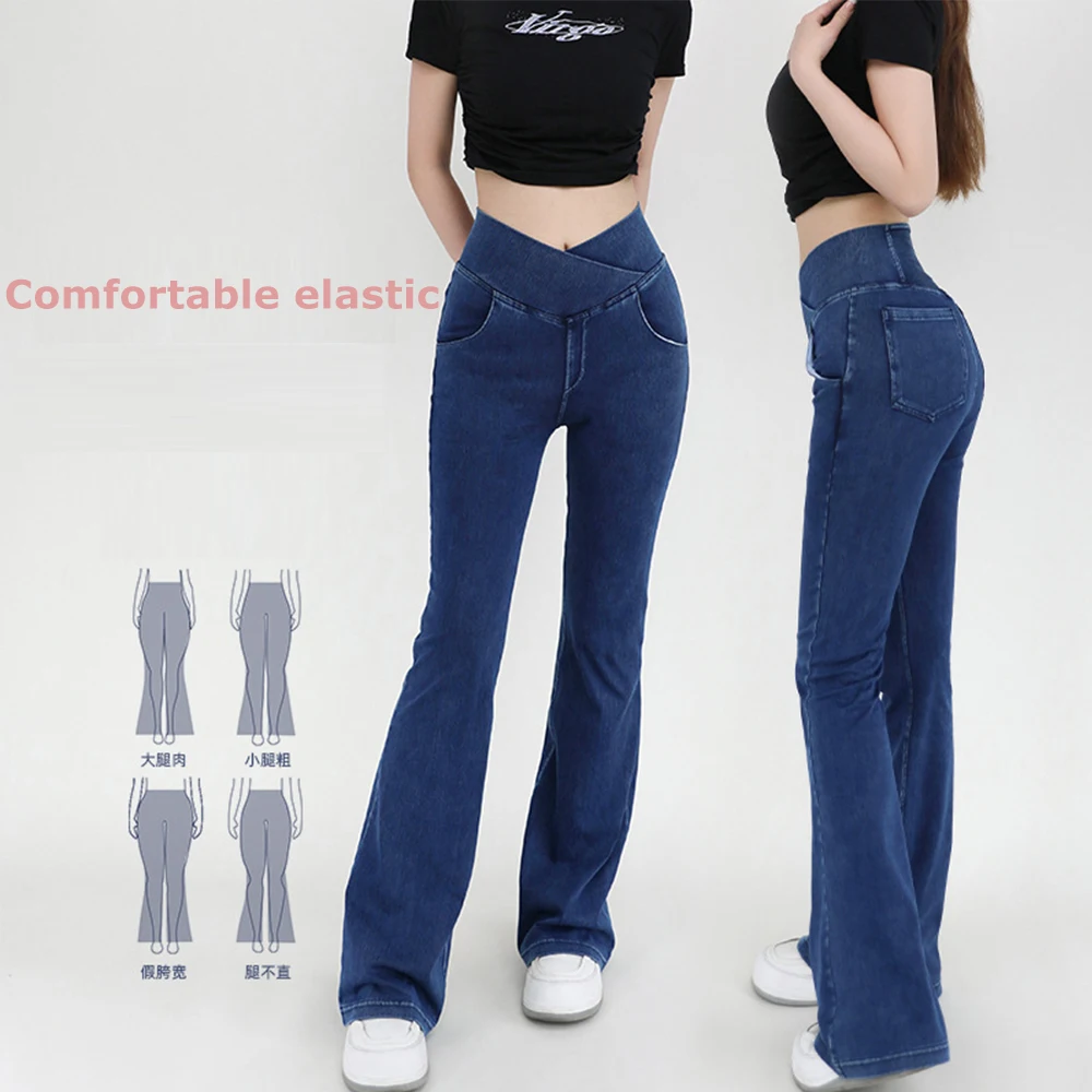 Casual Jeans Womens Activewear Women Bell Bottom Pants High Waist Yoga Flare Leggings 4 Way Stretch Denim Fitness Workout Sports