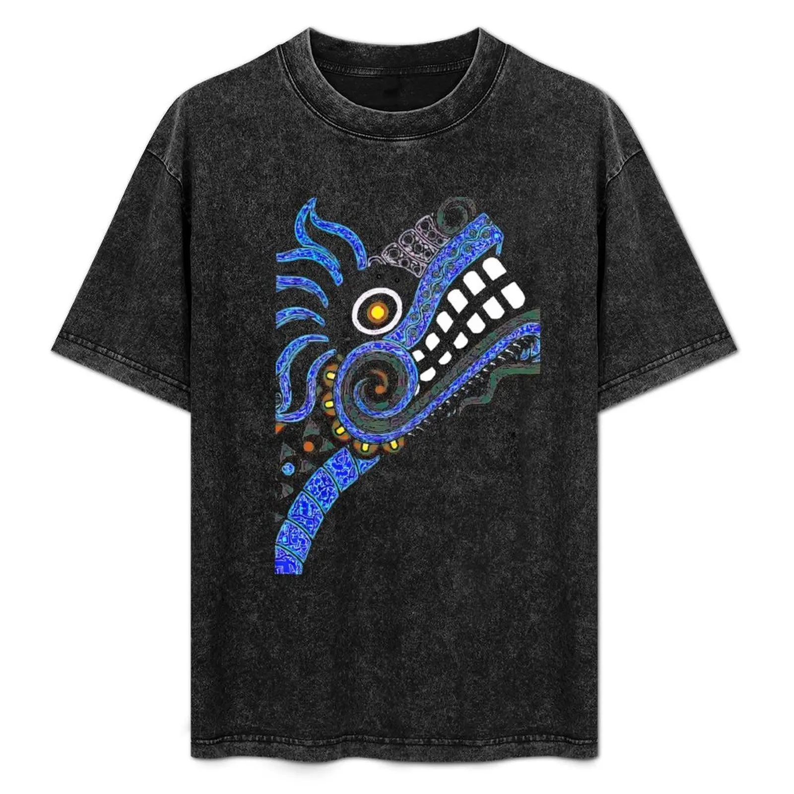 

DRAGON SKETCH - PLASMA BLUE WITH STAR GLITTER GLOW ON MINT GREEN BACKGROUND T-Shirt Fashion Pattern Printed Tee Shirt