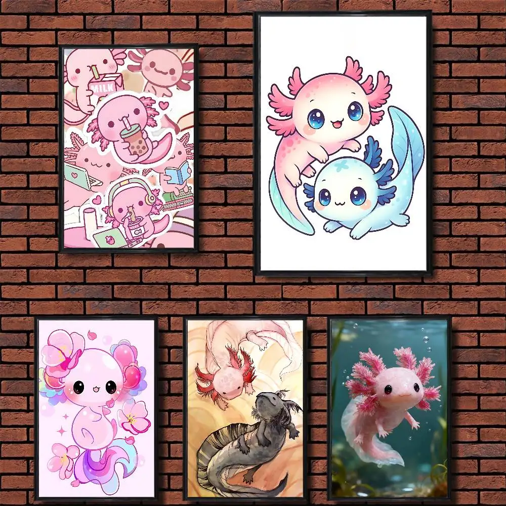 

Cartoon cute pink Axolotl Wall Art Anime Canvas Painting Poster For Living Room Decoration Picture Home Decor