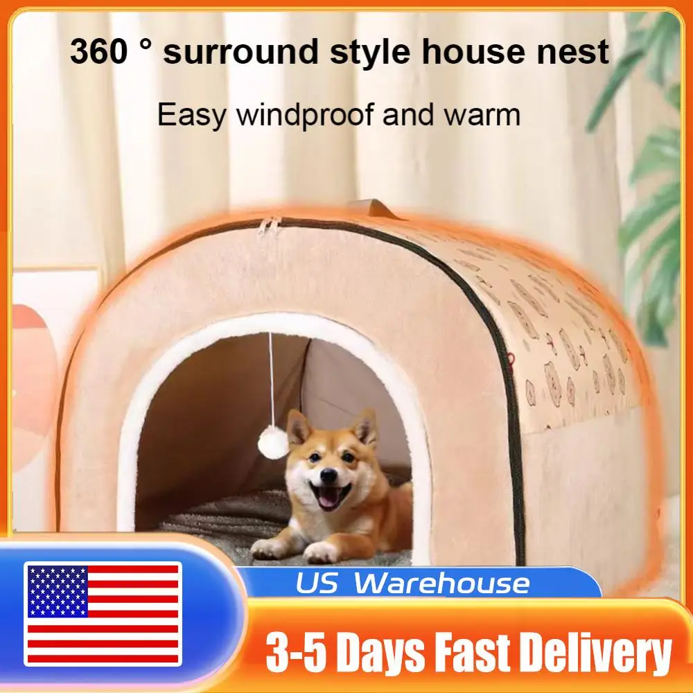 

Домик для собак и кошек: разборный, теплый, зимний, с моющимся матрасом, комфортное лежанка-замок для собак и кошек