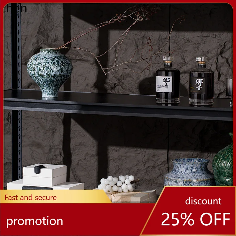 ZML High-End Tea Room Open Grid Combination Study Room Vintage Style Ceramic Decorative Ornament