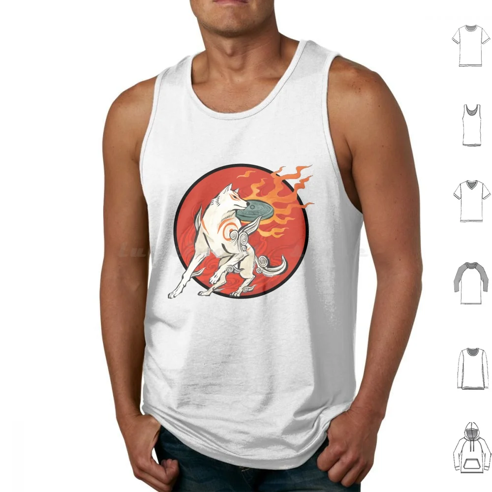 Okami: Amaterasu Sun Camisetas sin mangas de algodón estampado Okami Amaterasu Amateratsu Ōkami Issun Orochi Susano Susanoo Waka Kushi Hd
