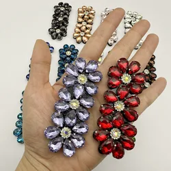 20PCS New Handmade 3D Rhinestone Applique Sew on Flower Patches For Clothes Decoration