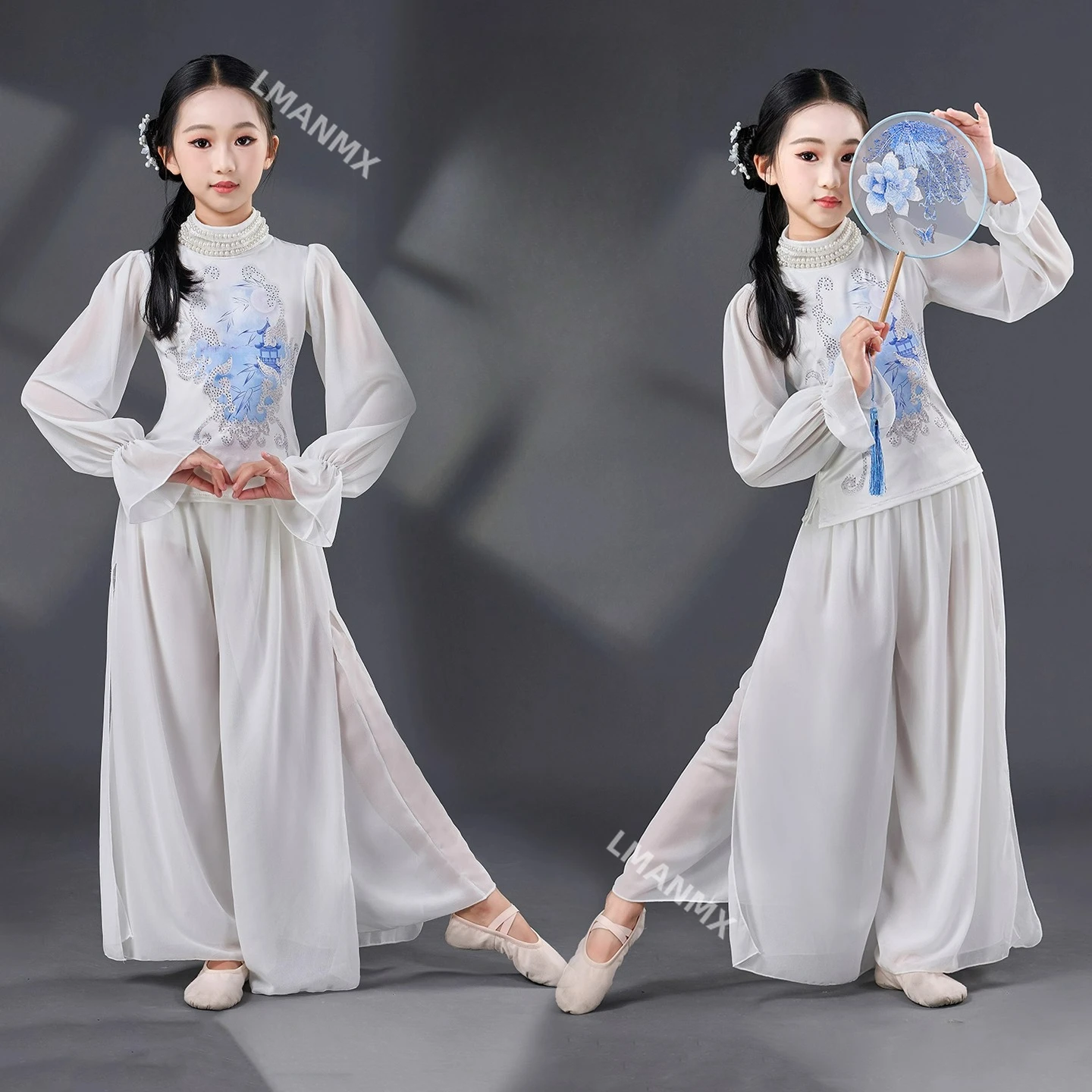 

Детский китайский классический танцевальный костюм, новый китайский танцевальный костюм для фанатов