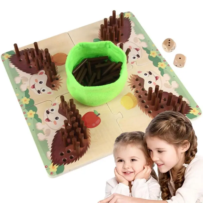 Fine Motor Hedgehog Toy Early Education Hedgehog Board Game Insert Stick Puzzle Board Ages 3 Boy Girl Parent-Child Interaction