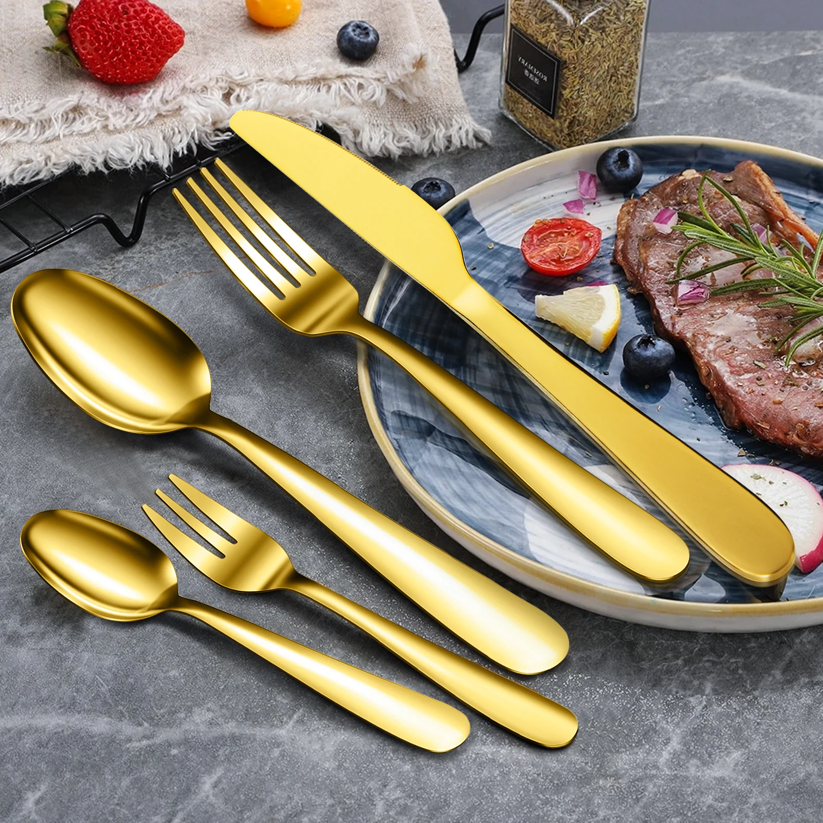 Cutlery Set for 6 People, 30-Piece Cutlery Set Including Knife Fork Spoon, High-Quality Stainless Steel Cutlery, Dishwasher Safe