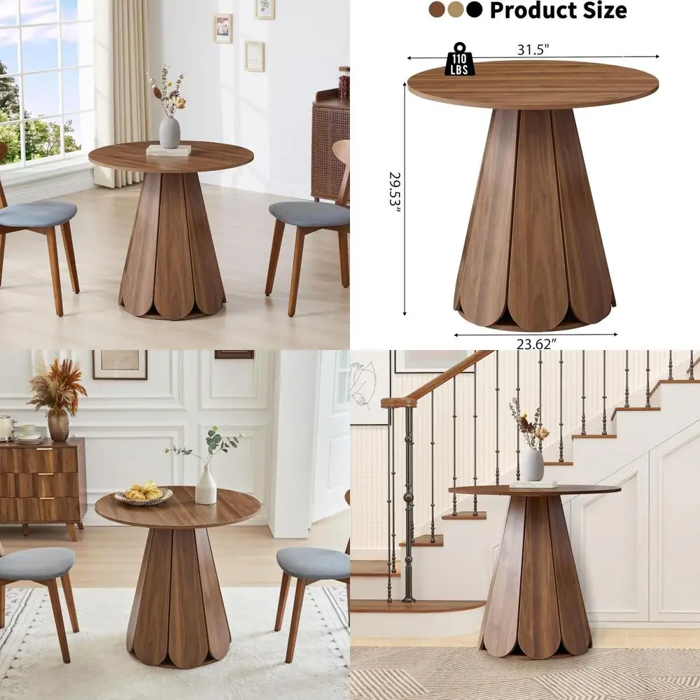 

Ореховый 31,5 круглый обеденный стол на подставке для 2-4, компактная кухонная мебель