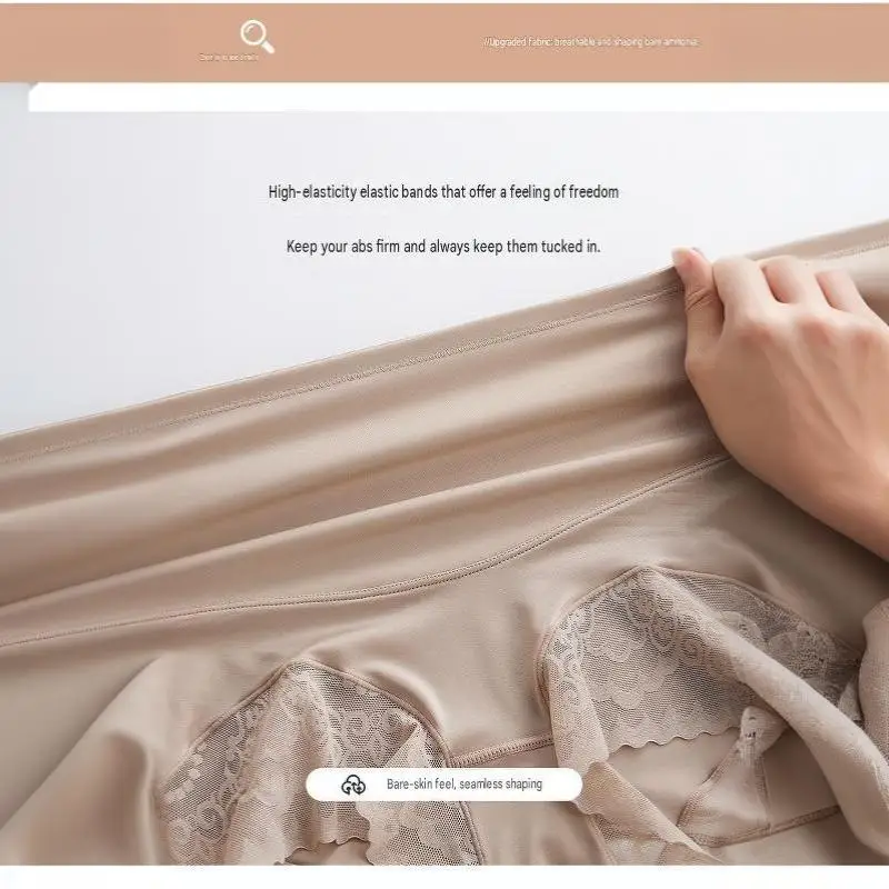 Hochgeschnittene Spitzen-Shaping-Höschen, atmungsaktiv, Bauchkontrolle, Po-Lifter, Postpartum-Schlankheits-Hüft- und Taillentrainer-Unterwäsche für Frauen – Detail 7