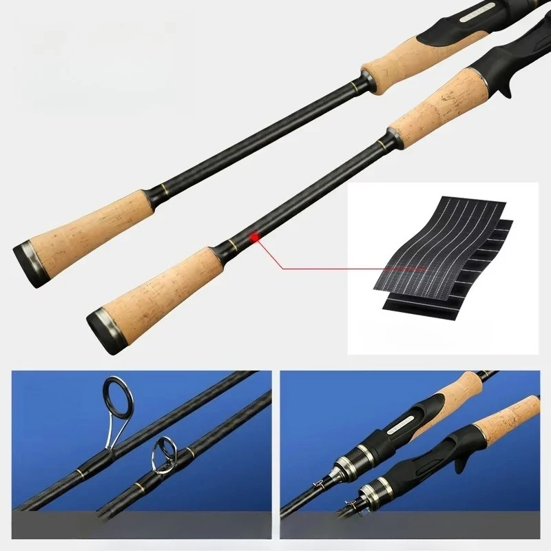 Carbon Slow Action Telescopic Fishing Rod 1.98m-2.4m Spinning Saltwater River Use High Quality