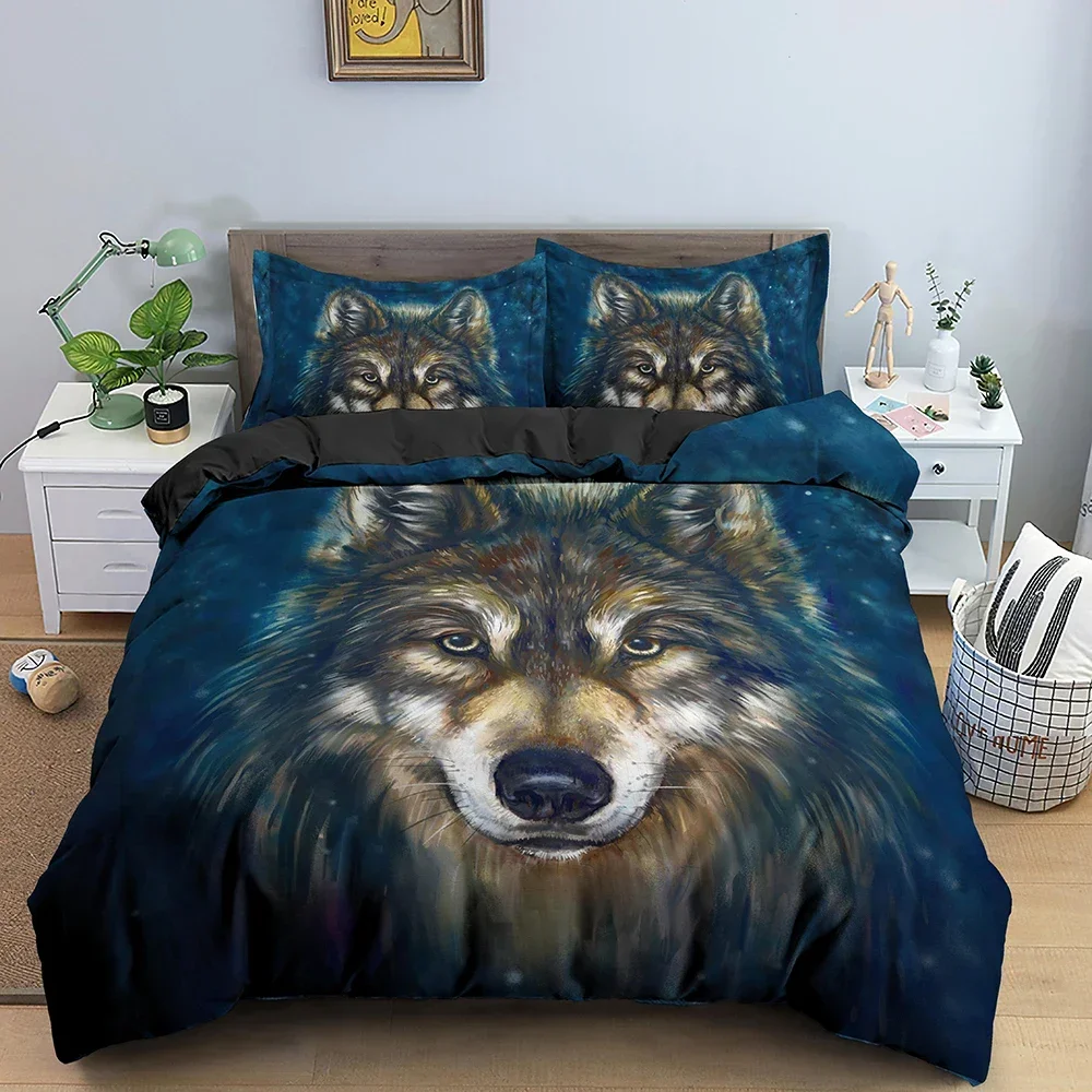 3D Wolf Duvet Cover Alpaca Animal Printed Bedding Set For Boys King Queen Size Quilt Cover With Pillowcase Comforter Covers Set