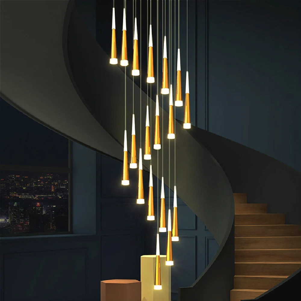 

LED chandeliers moderns luxurys lights stairwell rotary adjustable for hotel lobbys club apartment villa and attic Pendant Lamps