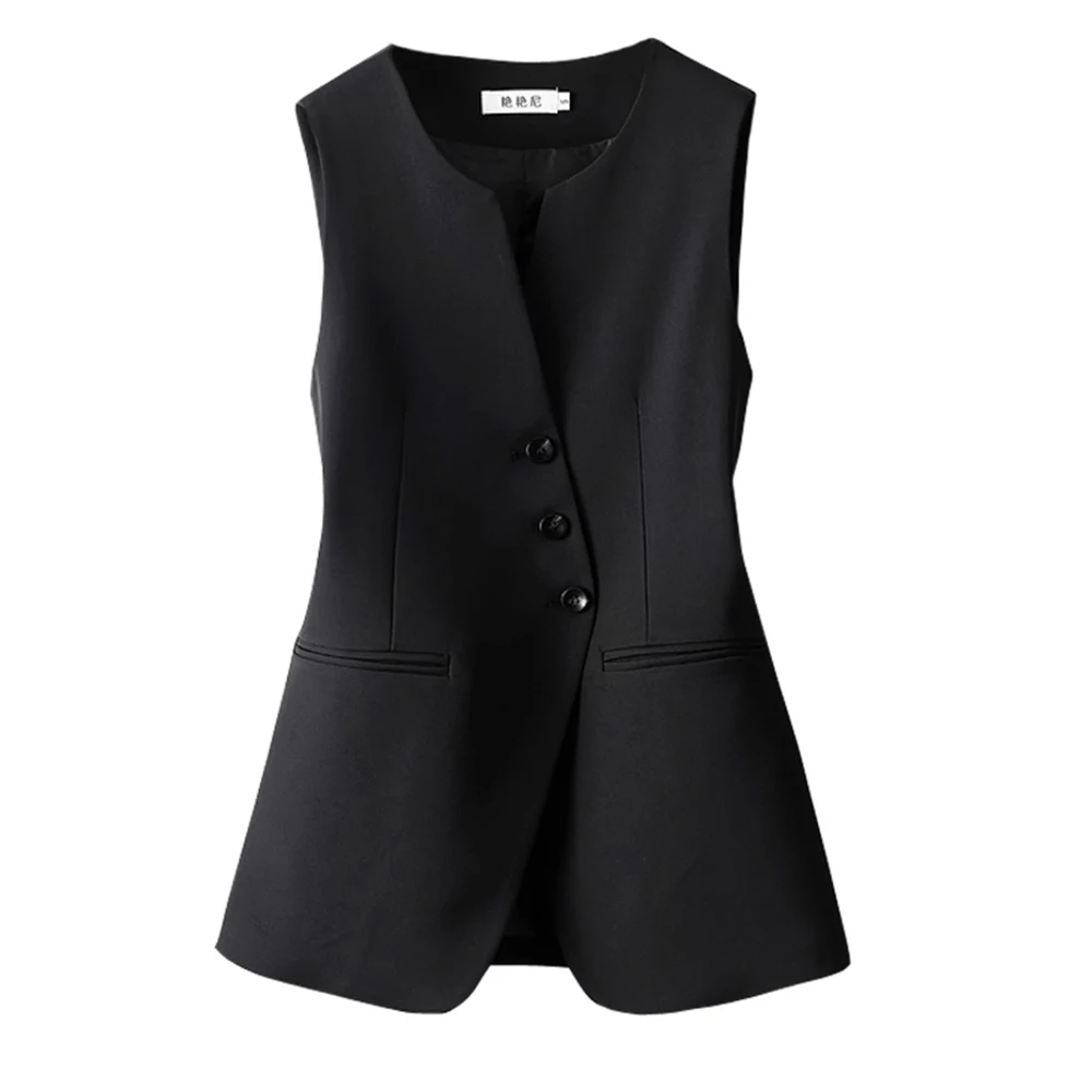 Big size chubby girl, medium to long vest, women's autumn new style, slim fit design, sleeveless outerwear