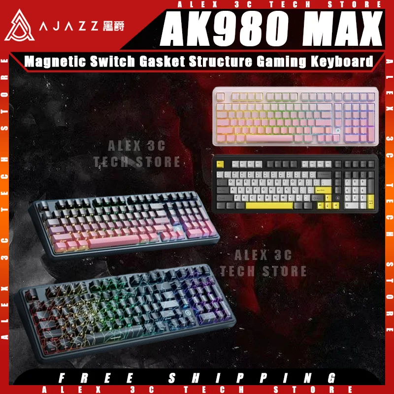 

AJAZZ AK980 MAX Mechanical Keyboard Magnetic Switch Wired 8k Polling Rate Gasket Structure RGB RT0.01mm Hot Swap Gaming Keyboard