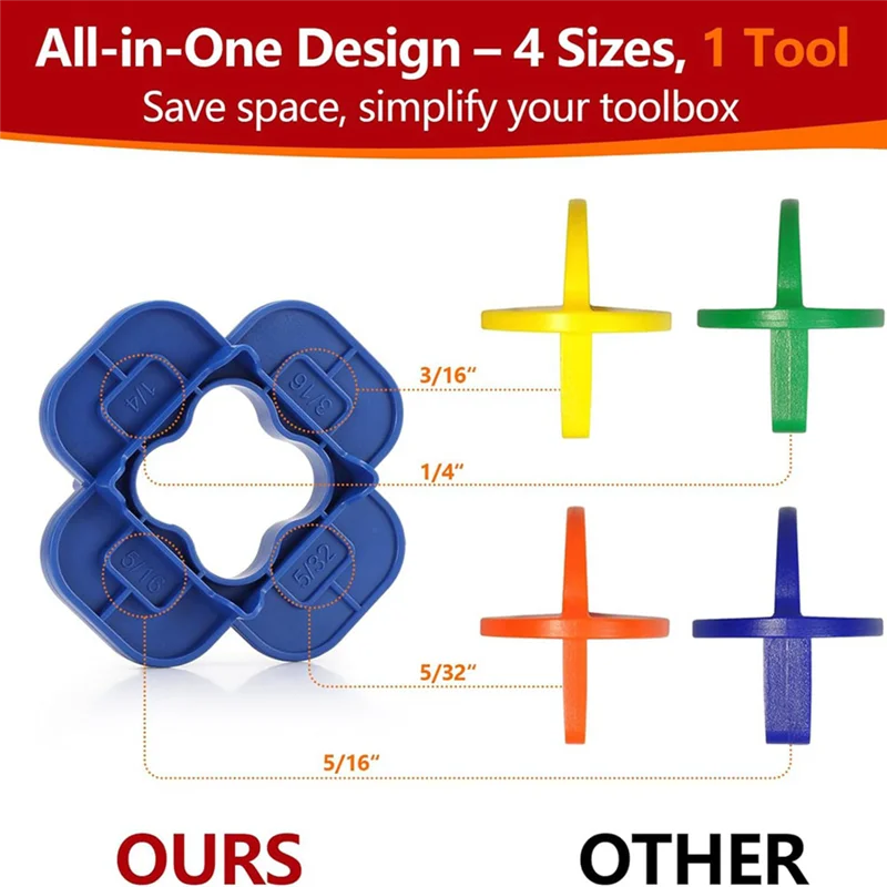 6 Packs 4-In-1 Multi-Size Deck Spacer Tool (5/32In,3/16In,1/4In,5/16In) For Composite,Pressure Treated Decking Board-AS97