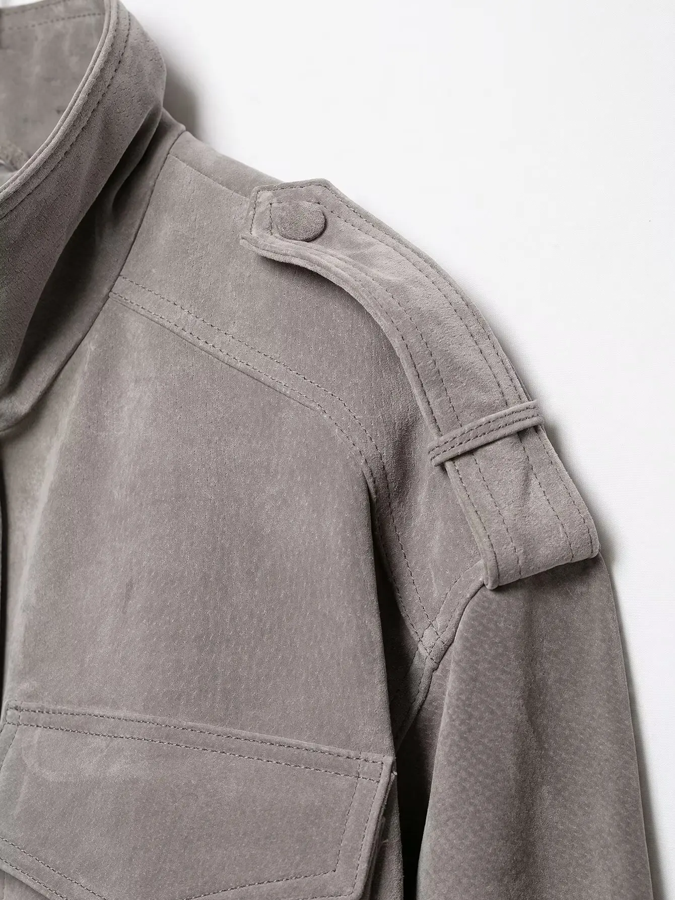 KONDALA Vintage Graue PU Streetwear Damenjacke Mode 2026 Herbst Reißverschlusstasche High Street Chic Moderne Kurze Damenjacke – Detail 14