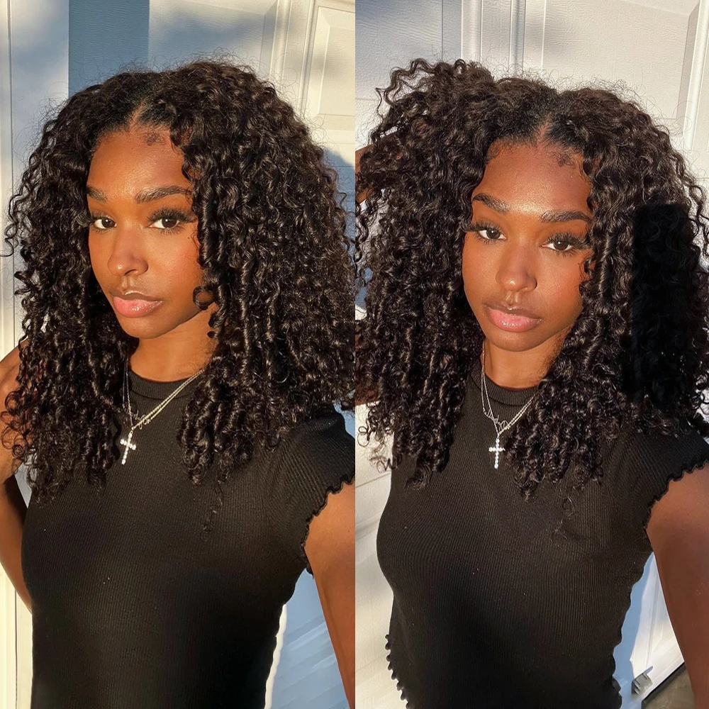 Kinky Curly V Part Wig 100% Human Hair Wigs Brazilian Upgrade 200% Density V Part Wig Curly Human Hair Wig For Black Women