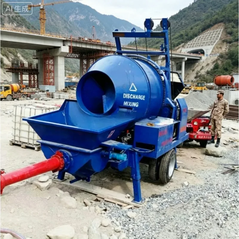 Customized Energy Saving Mini Concrete Drum Mixer With Diesel Pump Portable Integrated Cement Mixing Equipment For Small Constru