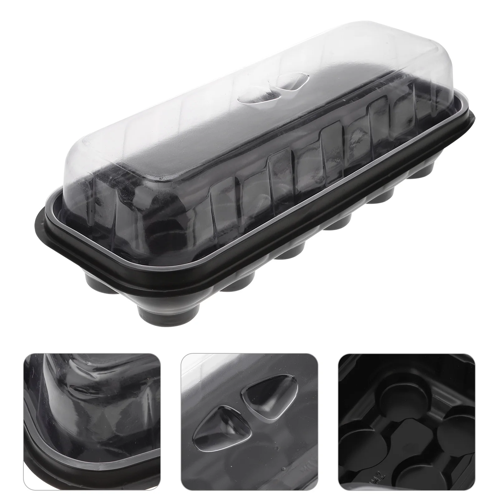 

4Sets Plant Germination Tray Durable Plastic Nursery Pot Transparent Lid Stackable Seedling Box Home Growing Sowing Tray