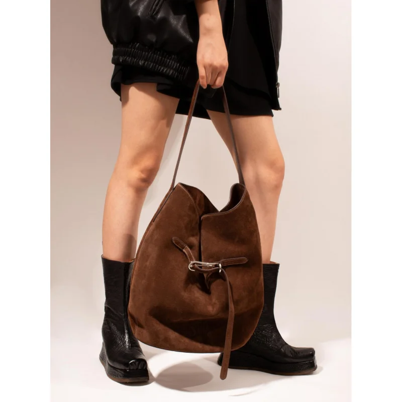 

genuine leather bags for women New Matte Cowhide the Tote Bag Large Capacity Commuter Handbag Shoulder high quality Bucket Bag