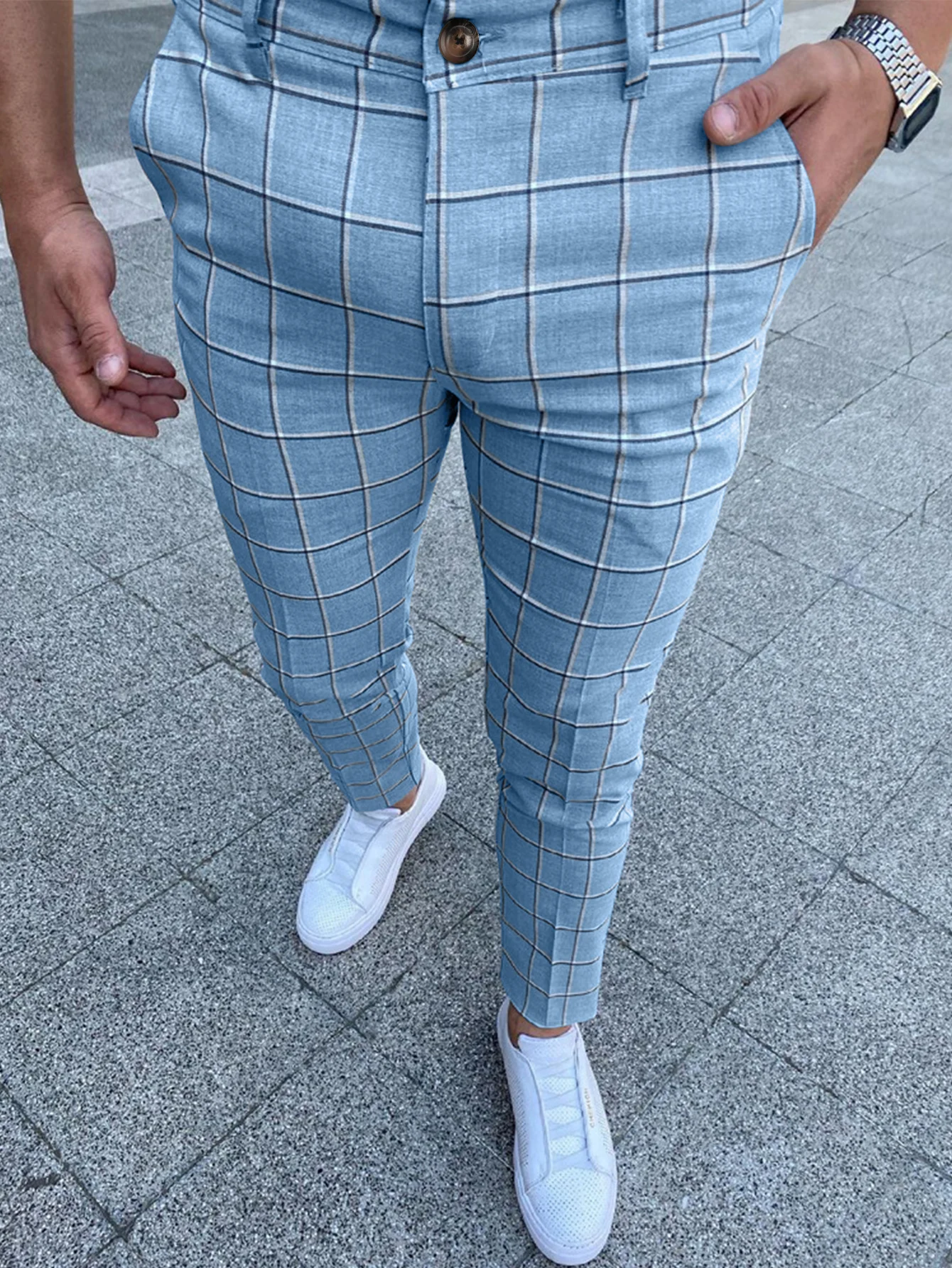 Men\'s Pants Mid Waist Slim Straight Trousers Men\'s Casual Print Pants For Business Office Formal Wedding Daily Trousers Hot Sale